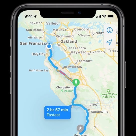 Apple Maps EV Routing Hero 
