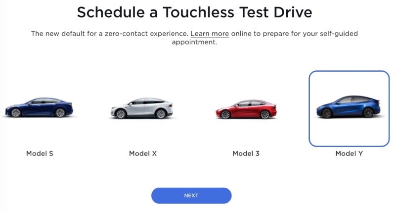 Schedule touchless test drive tesla