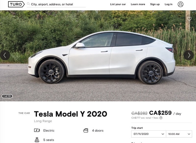 Tesla turo model y 2020