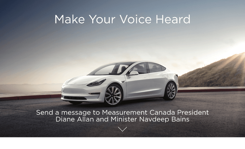 Tesla petition charging canada