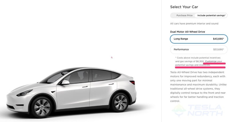 Tesla website ordering process incentives