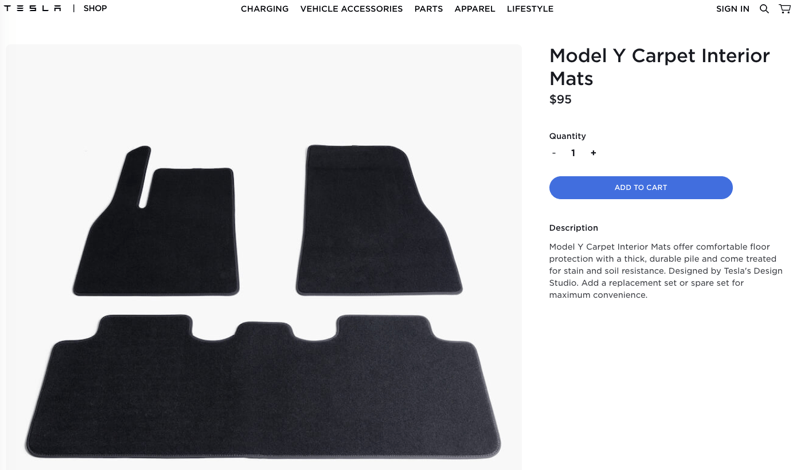 Tesla model y interior floor mats
