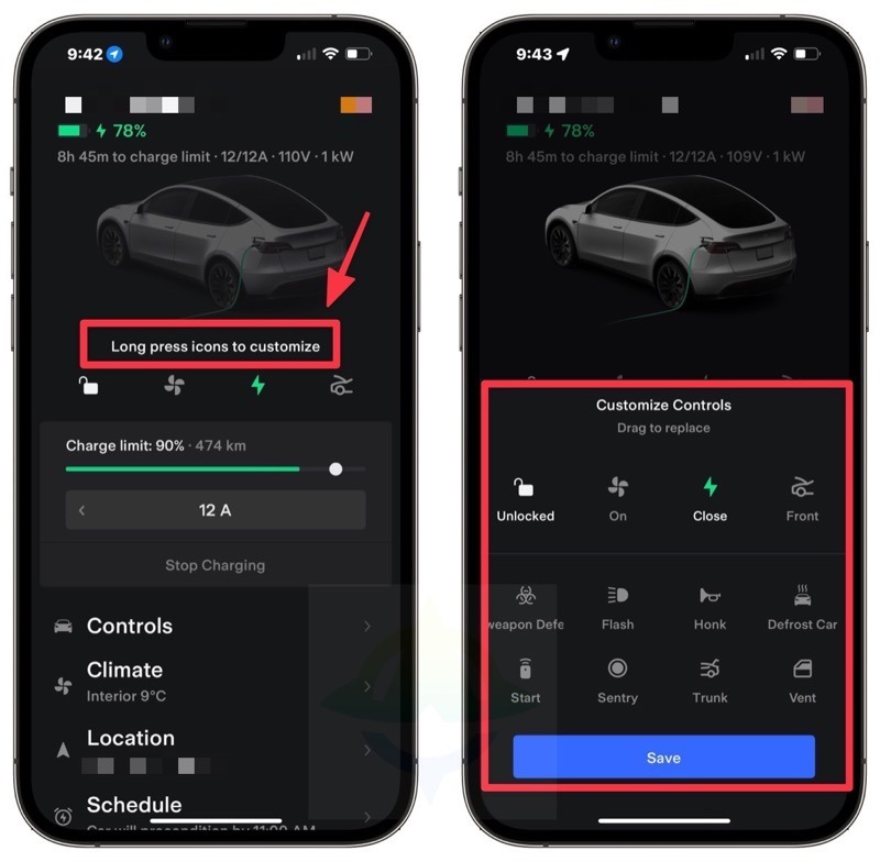 Tesla ios update custom controls
