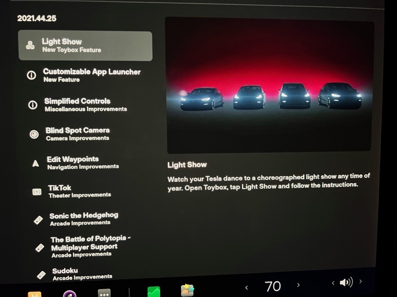 Tesla 2021 holiday software update