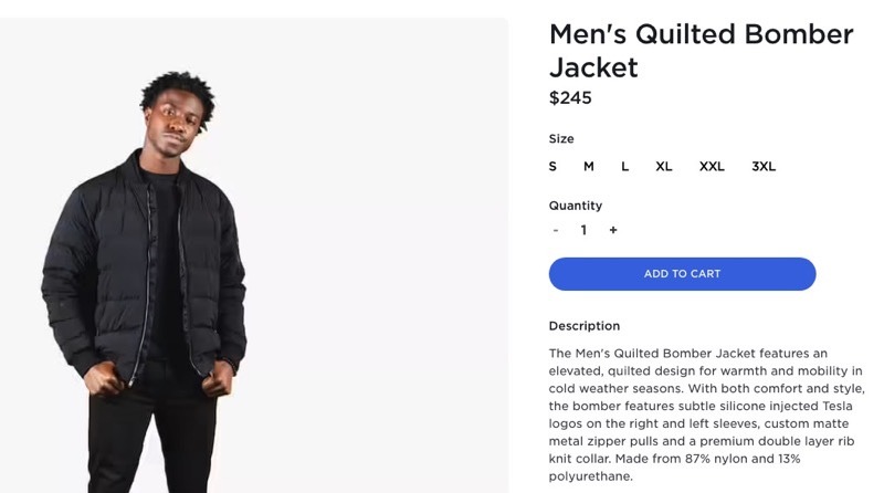Tesla Launches Quilted and Puffer Jackets for Men and Women