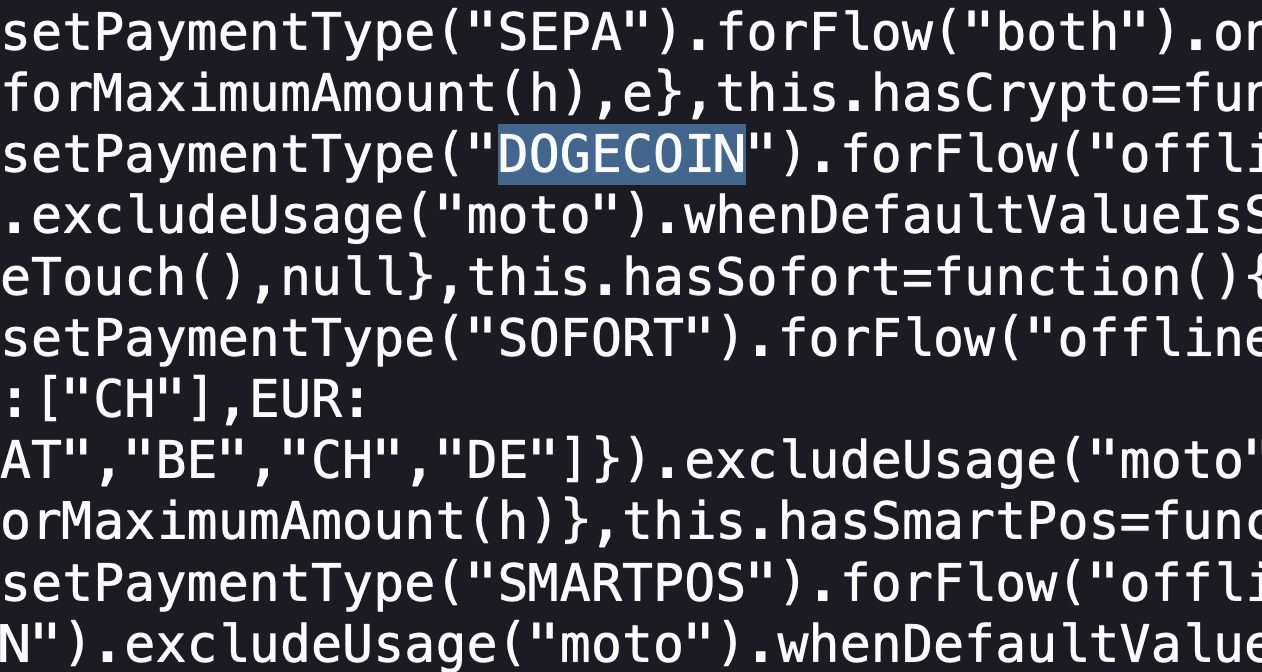 tesla website code mentions dogecoin as payment type