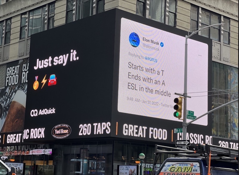 Tesla times square board