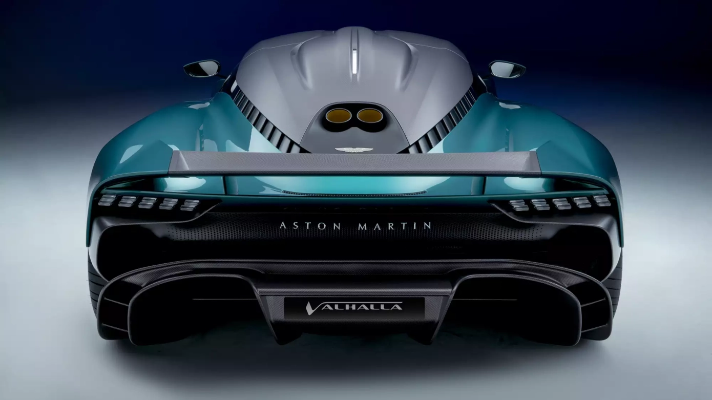 A studio image of the rear section of the upcoming Aston Martin Valhalla