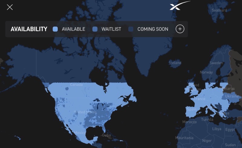 starlink travel map