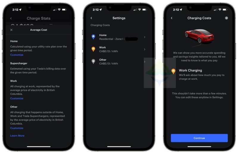 Tesla app work charging rates