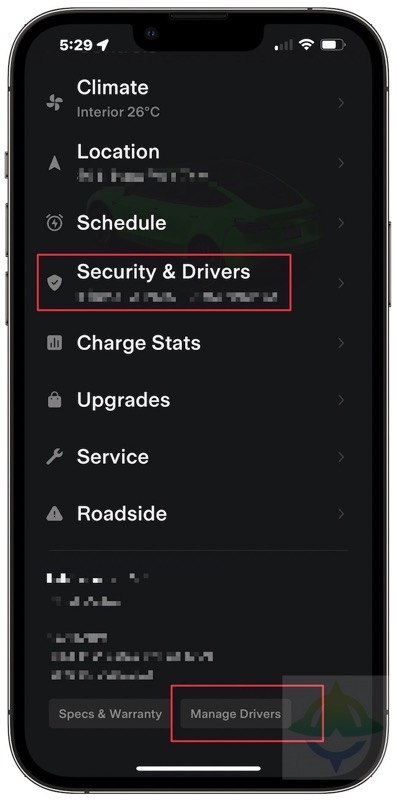 Tesla app manage drivers