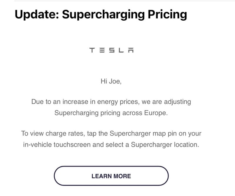 Supercharger price increase europe