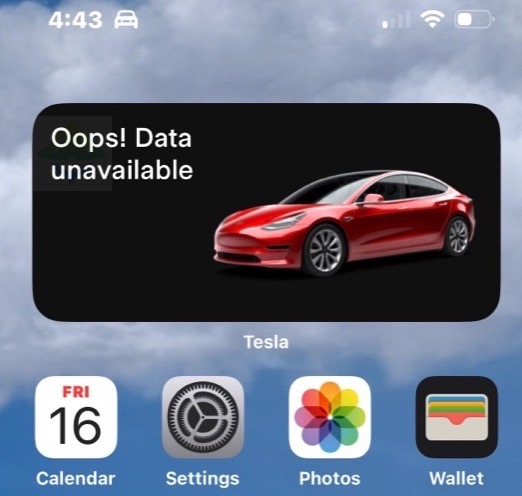 Tesla widget not working iphone 14