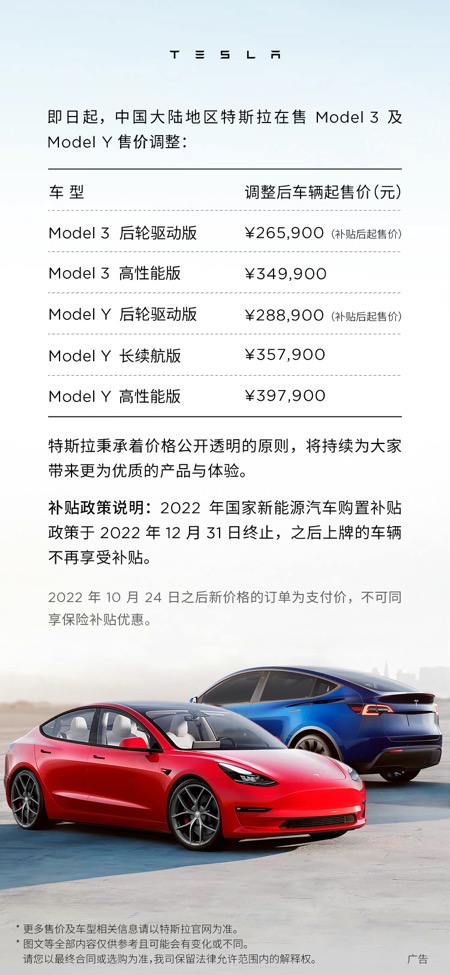 Model 3 model y china price drop
