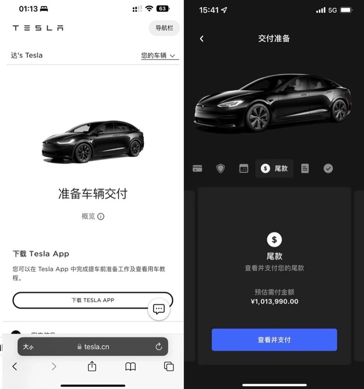 tesla model s/x china deliver pay