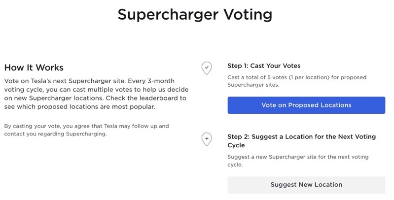 tesla supercharger voting
