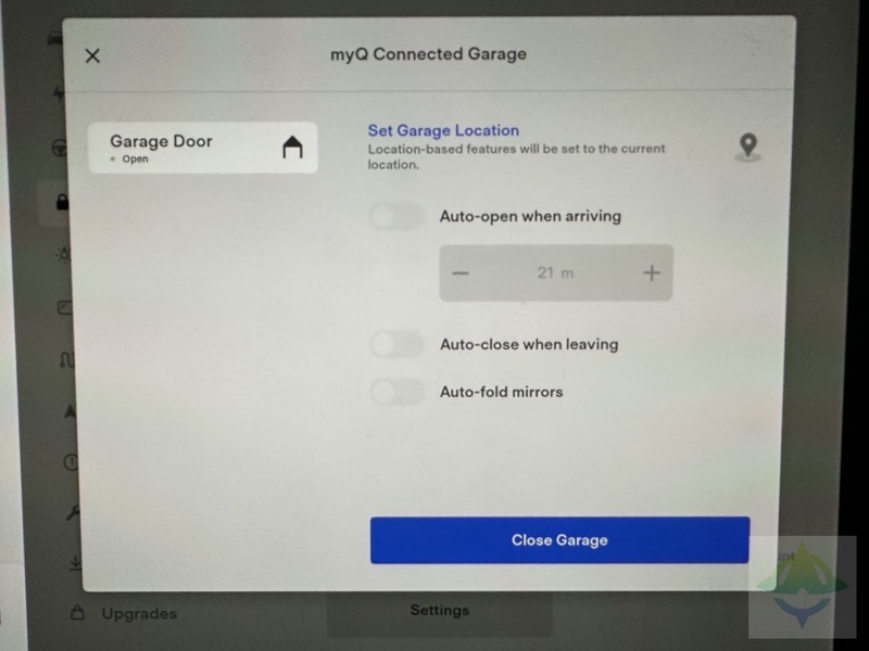 myq connected garage tesla settings