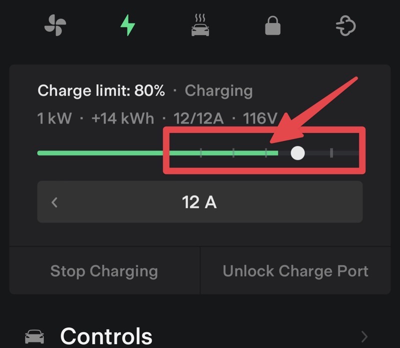 Tesla app charging 1