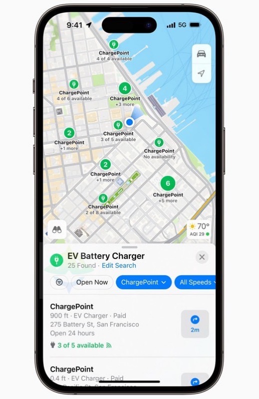 Apple maps ev charging