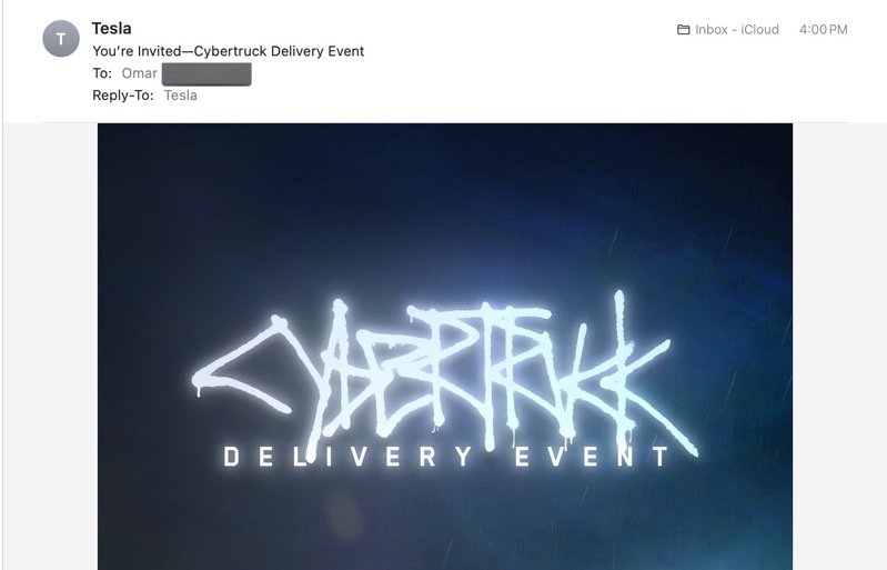 Cybertruck event invite omar