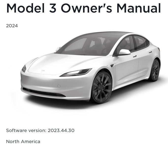 Upgraded Tesla Model 3 U.S. Owners’s Manual Now Available