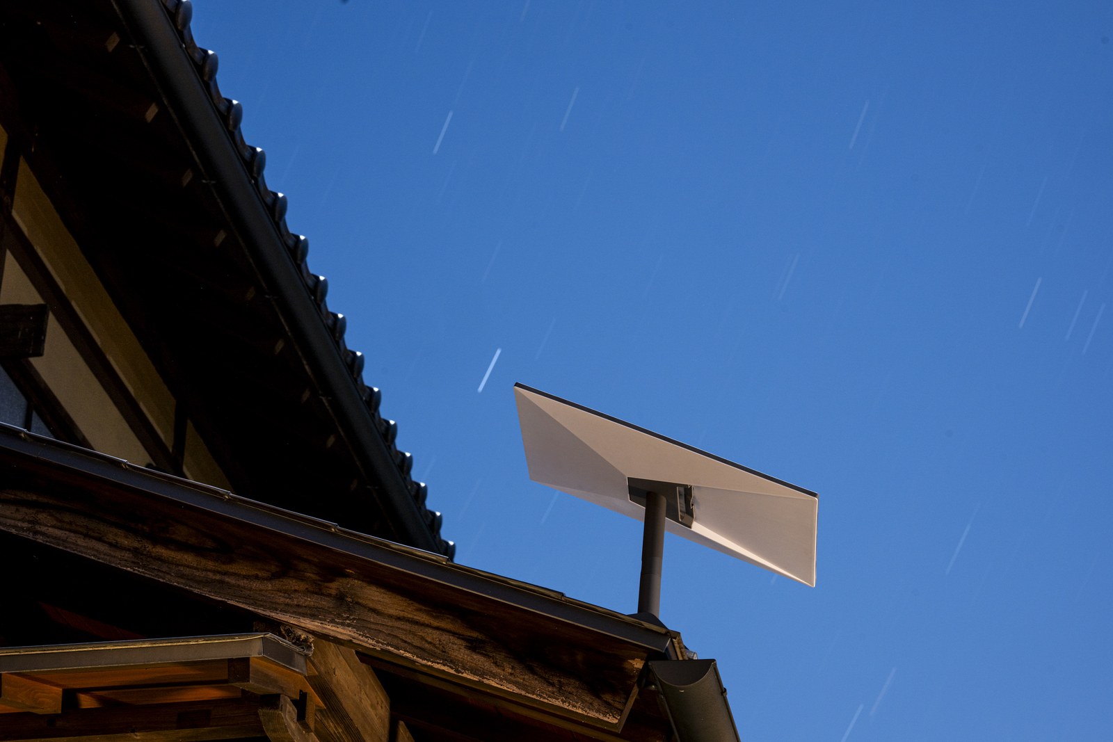 Starlink antennas at a ground station facility