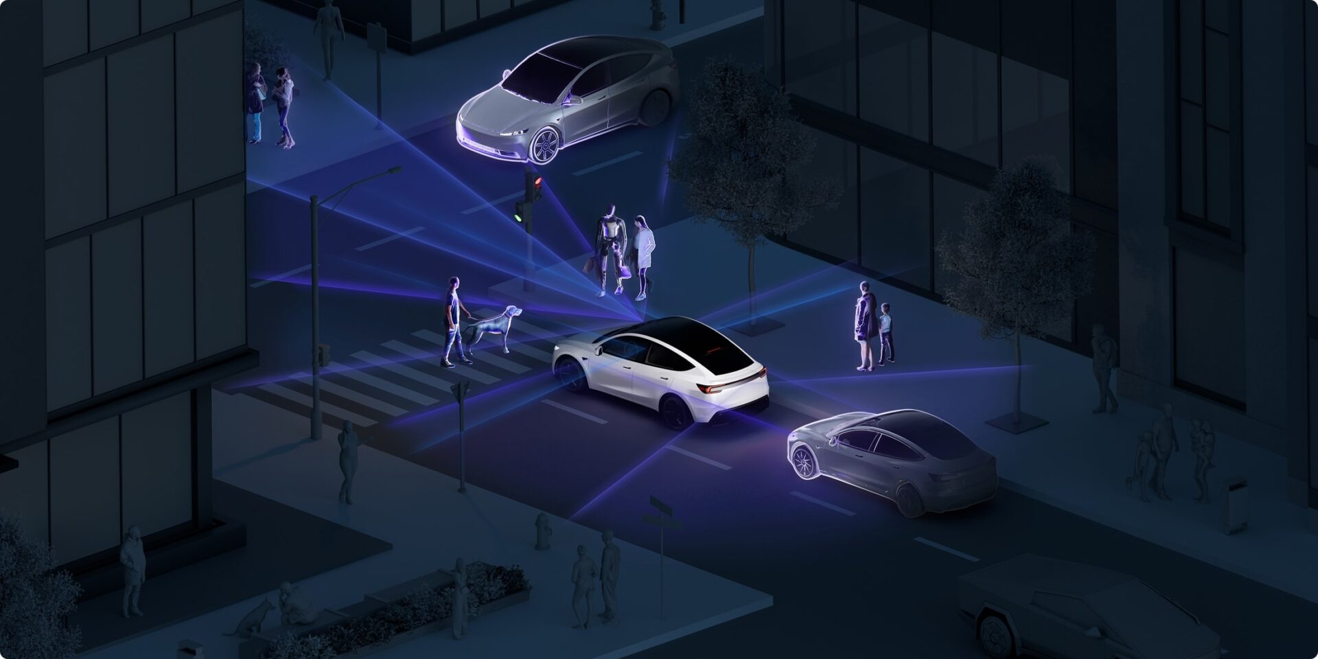 Tesla Robotaxi Model Y shown with its 360-degree camera coverage on Tesla's Robotaxi Safety Report page